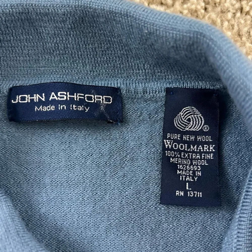 Vintage John Ashford Italian merino wool Collared Sweater men’s M